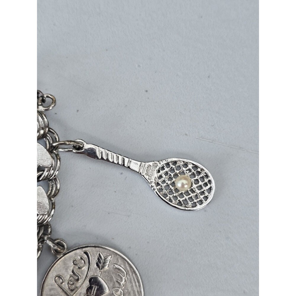 Vintage JB Jacoby Bender Sterling Silver Hearts Charm Bracelet Skater Guitar - Picture 8 of 14